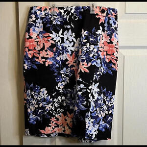 Talbots Skirt Womens Size 10 p Blue Floral Straight Career To Evening